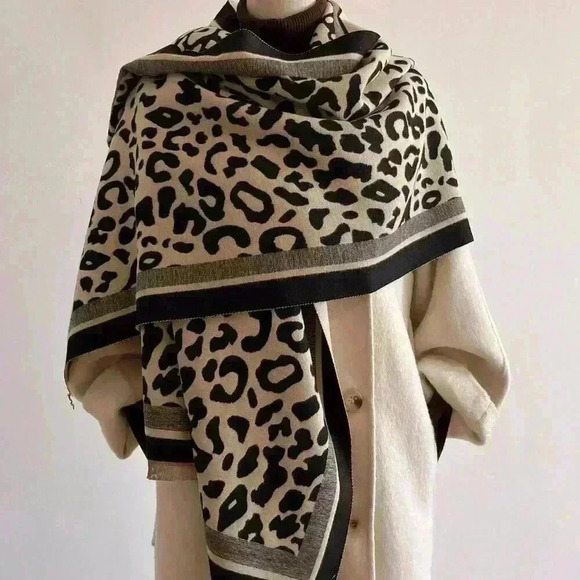 Multicolor Casual Women's Boho Double-Sided Leopard Print Jacquard Imitation Cas - Picture 1 of 4